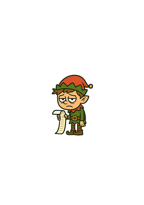 Müder Elf mit Liste