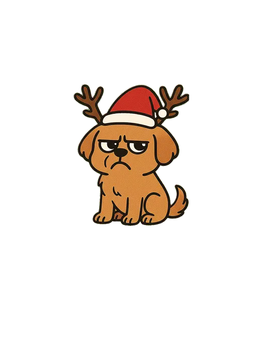 Schlecht gelaunter Weihnachtshund